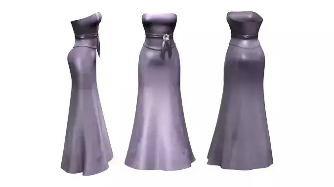 Strapless Evening Dress with Belt