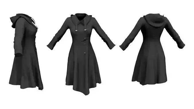 Asymmetric Button Trench Coat