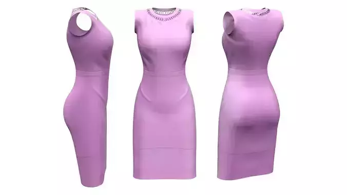 Scallop Neck Pencil Skirt Sleeveless Dress