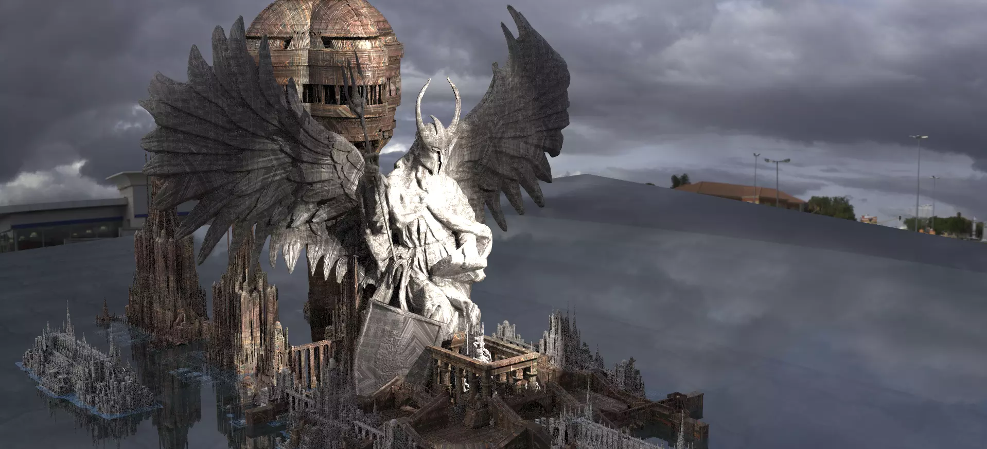 Angelic council statue city 1 3D model_0