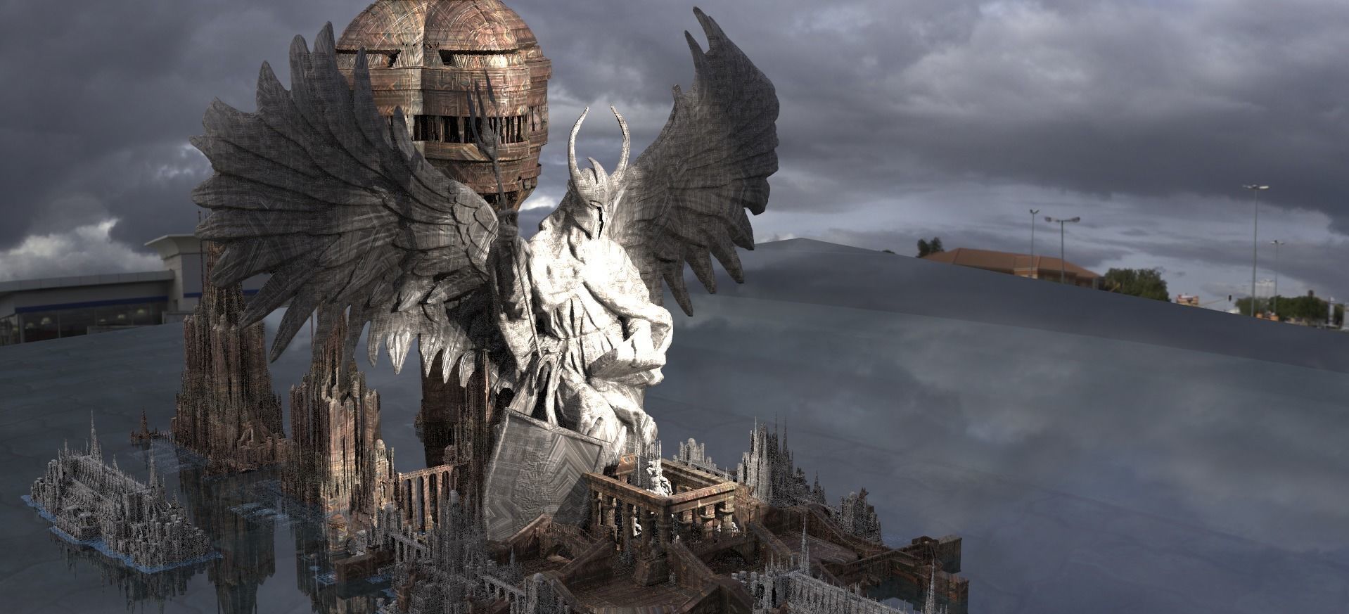 Angelic council statue city 1 3D model_1