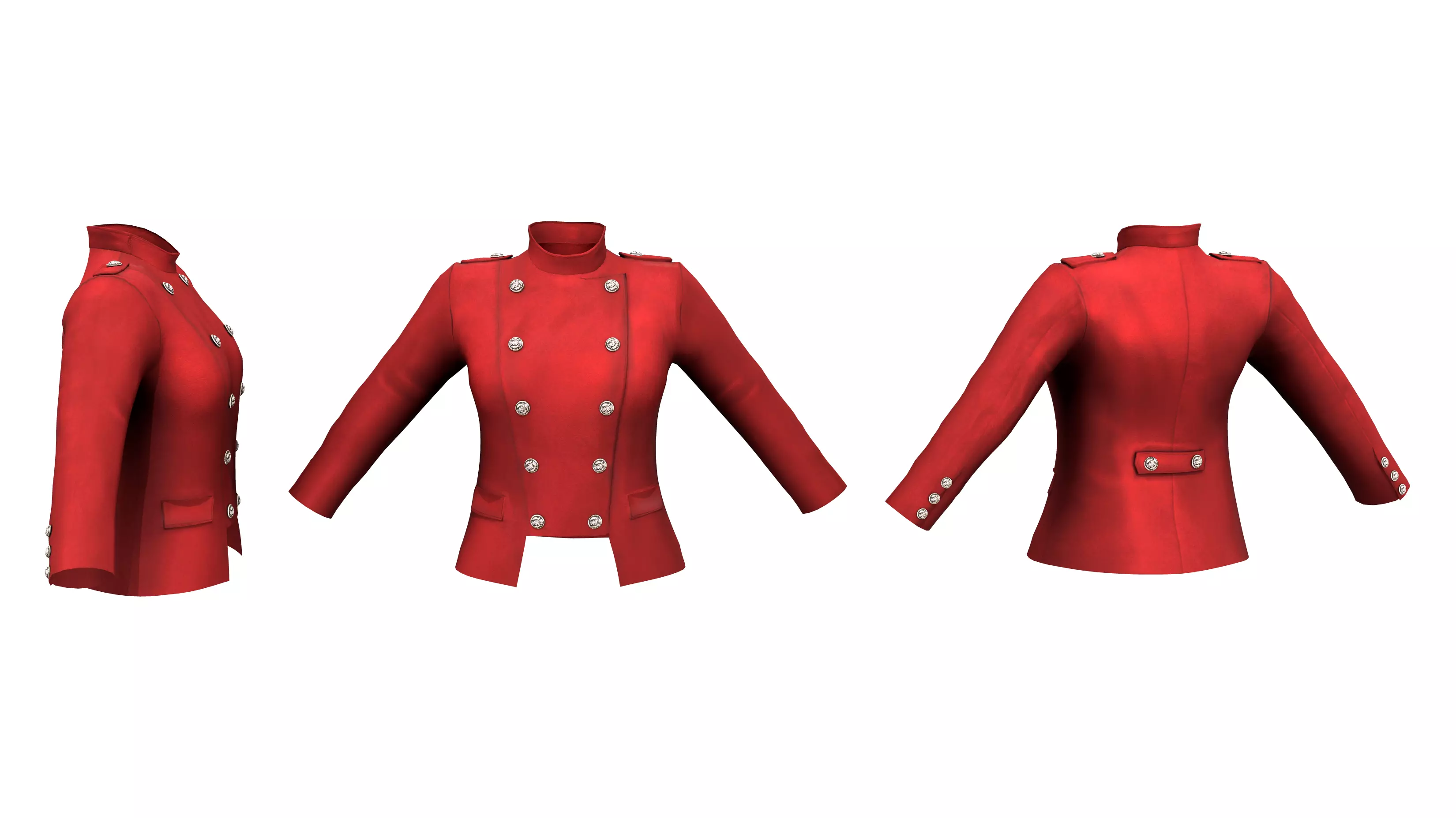 Women Double Breasted High Neck Blazer Low-poly 3D model