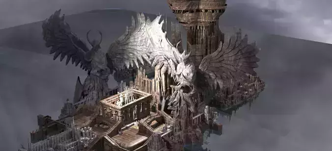 Angelic council statue city 3 3D model