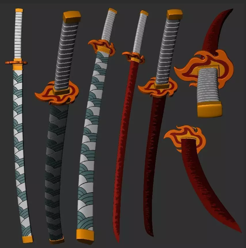 Rengoku Katana 3D print model_0