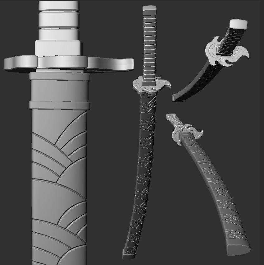 Rengoku Katana 3D print model_3