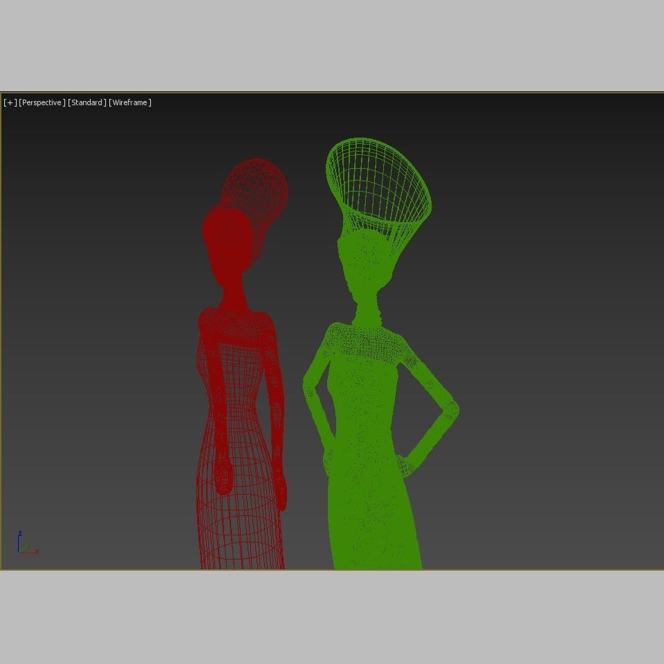 African Girls statuette 3D model_3