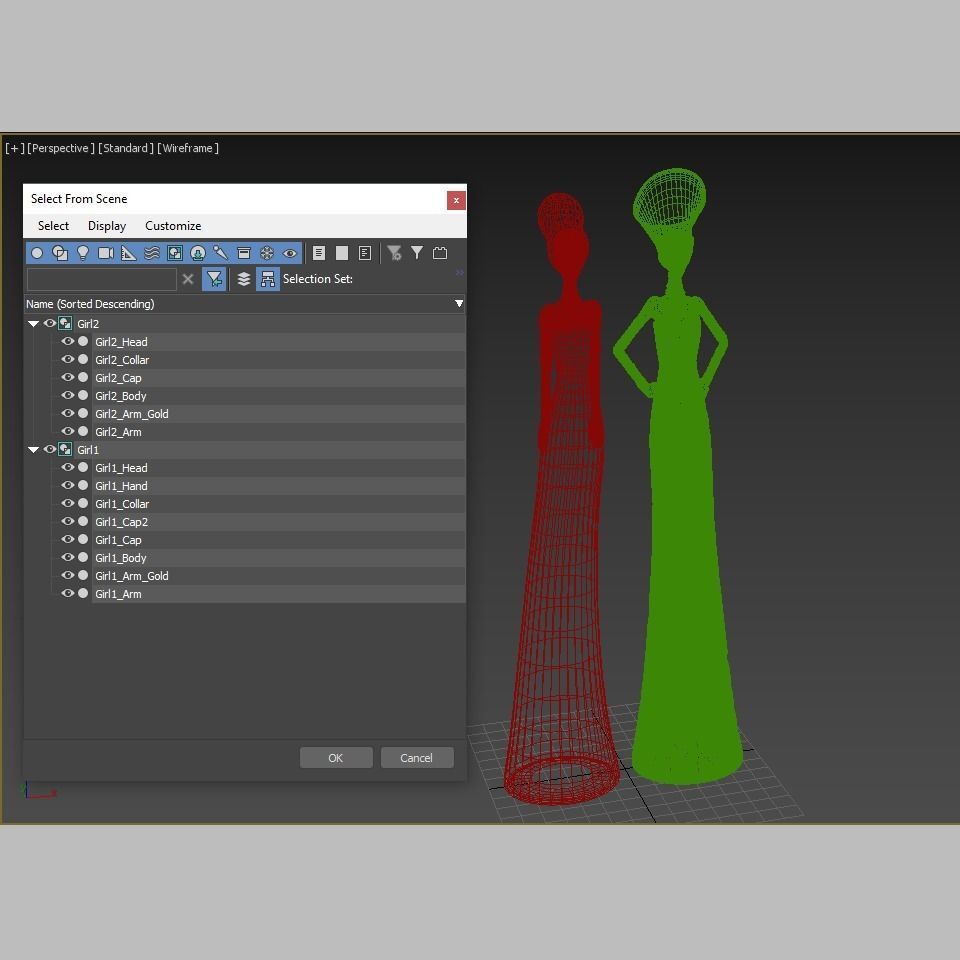 African Girls statuette 3D model_4
