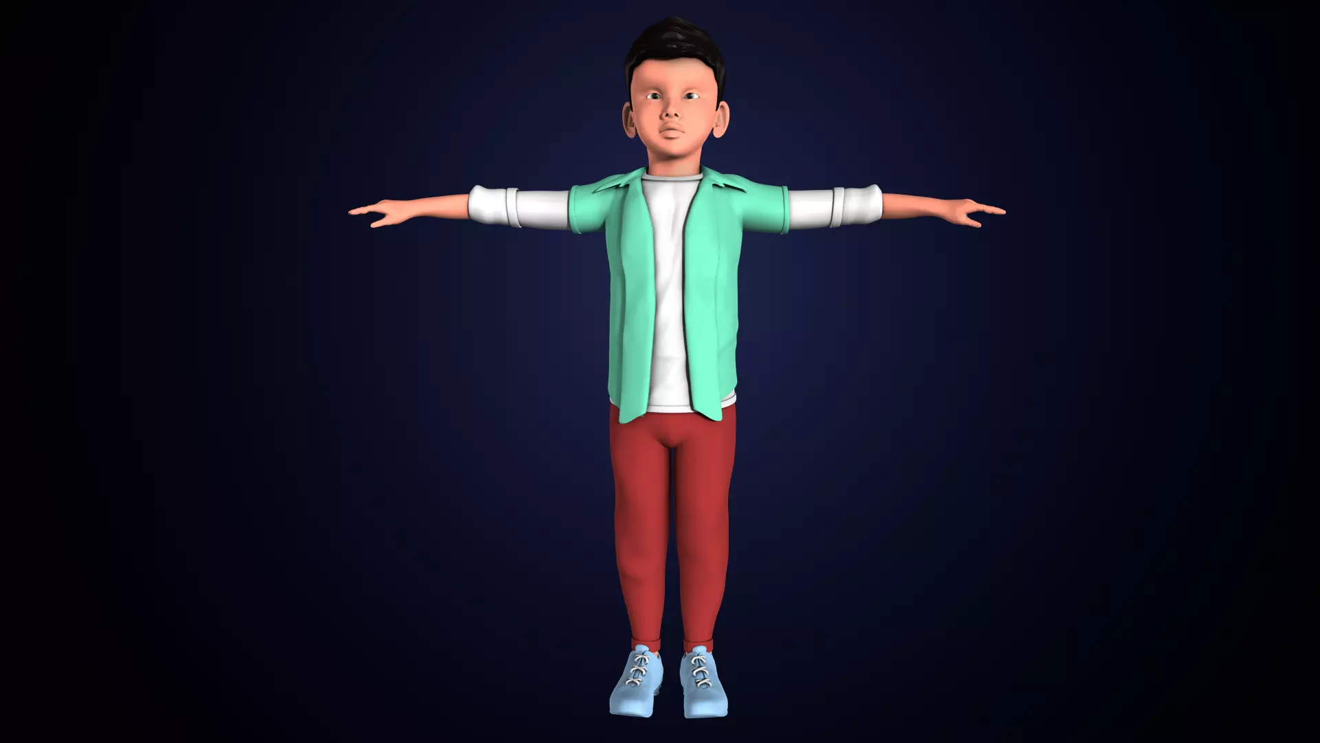 3d cartoon boy character 3D model_0