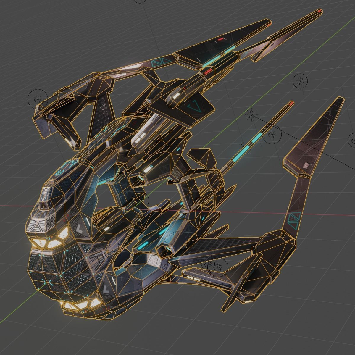 Low Poly Alien Fighter Low-poly 3D model_11