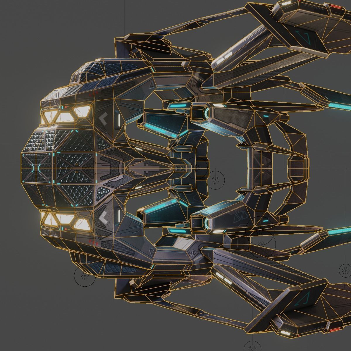 Low Poly Alien Fighter Low-poly 3D model_17