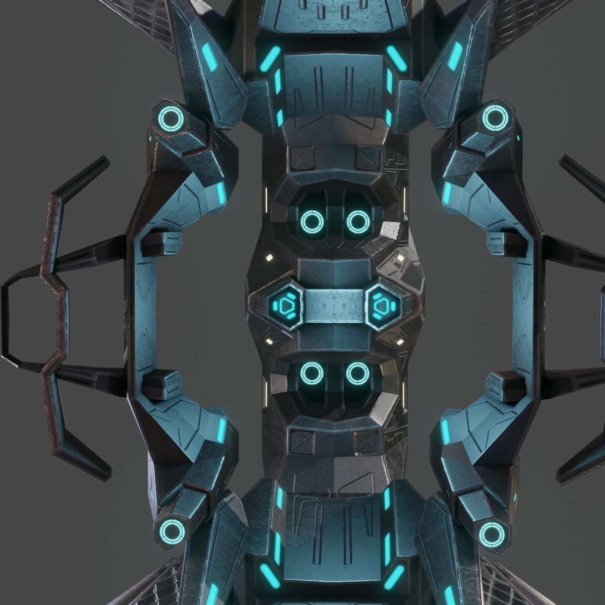Low Poly Alien Fighter Low-poly 3D model_9