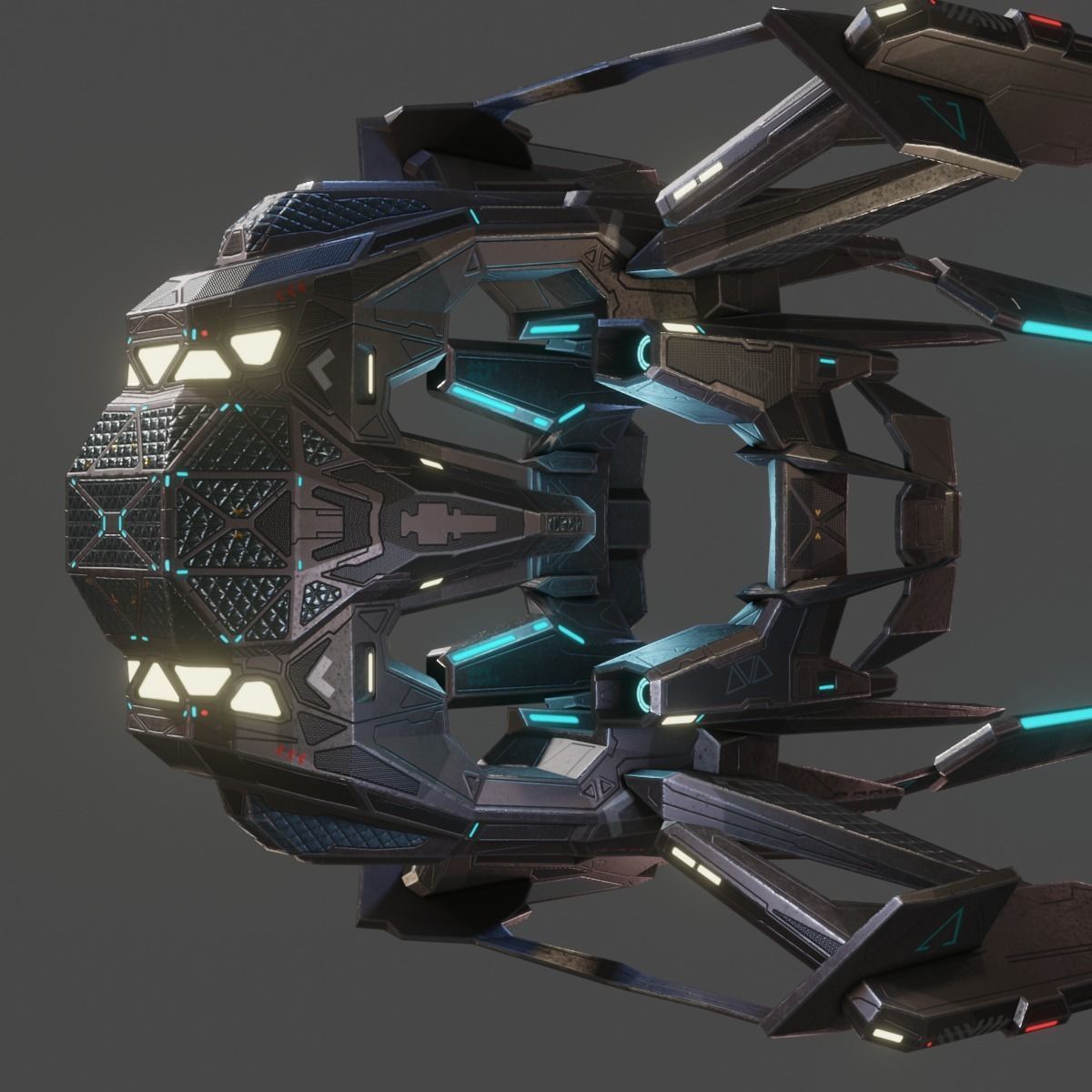 Low Poly Alien Fighter Low-poly 3D model_7