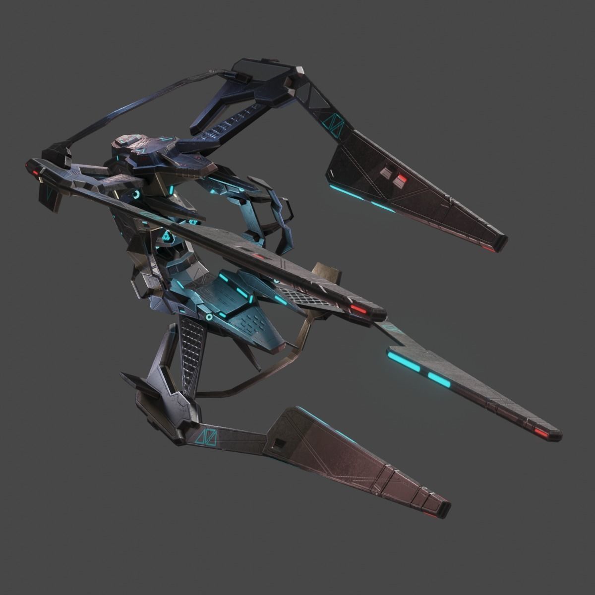Low Poly Alien Fighter Low-poly 3D model_2