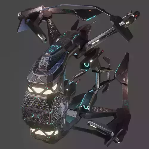 Low Poly Alien Fighter Low-poly 3D model