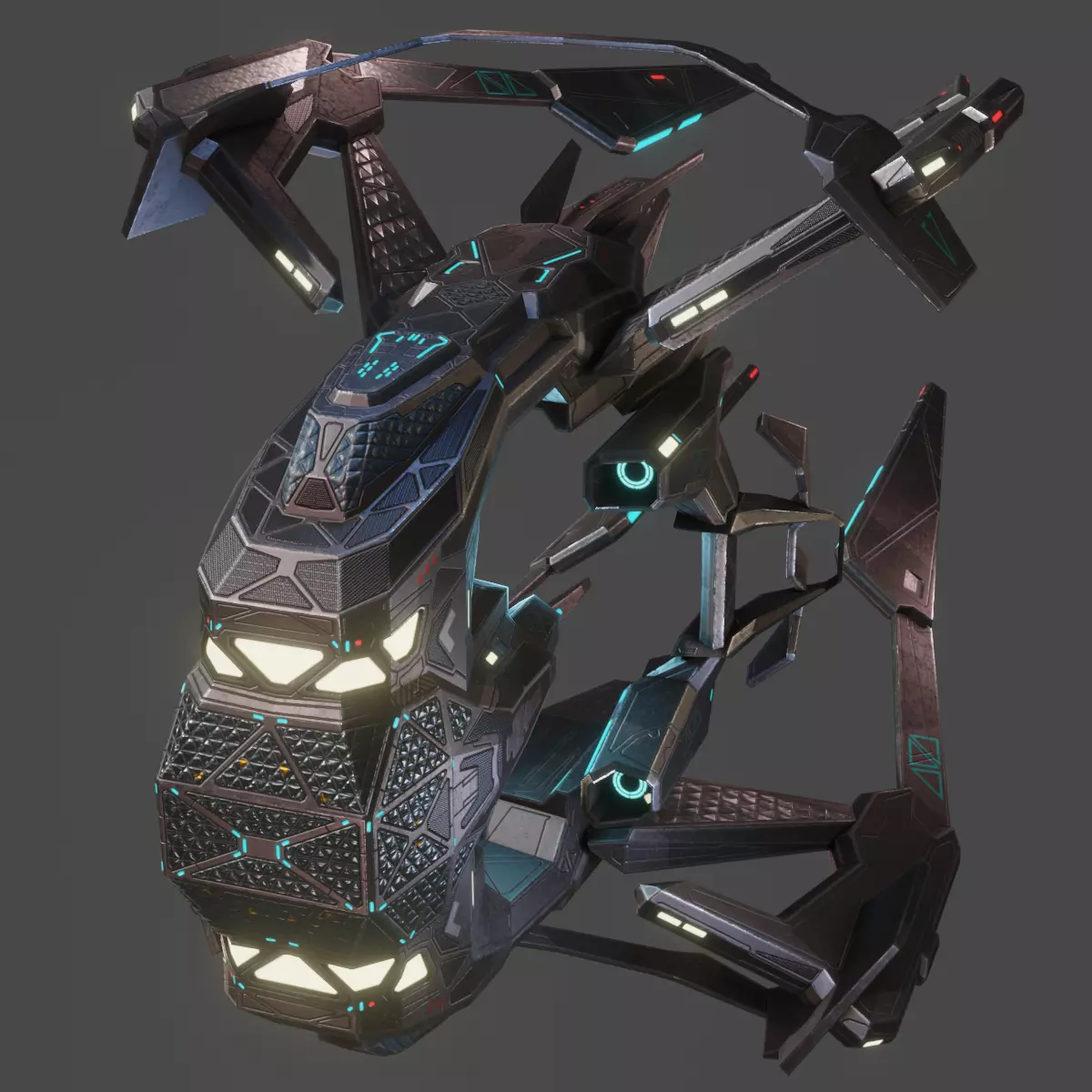 Low Poly Alien Fighter Low-poly 3D model_0