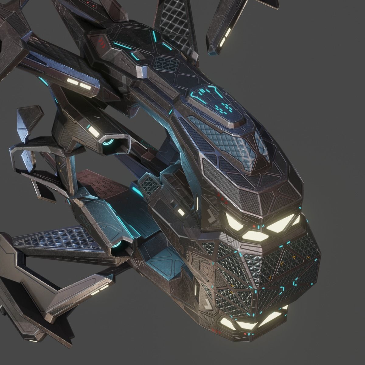 Low Poly Alien Fighter Low-poly 3D model_5