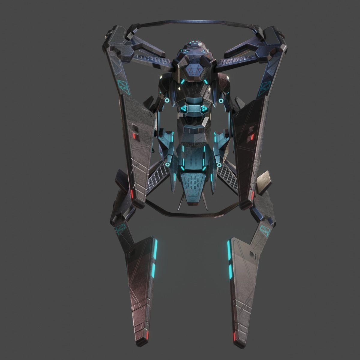 Low Poly Alien Fighter Low-poly 3D model_3