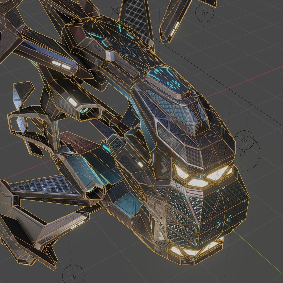 Low Poly Alien Fighter Low-poly 3D model_15