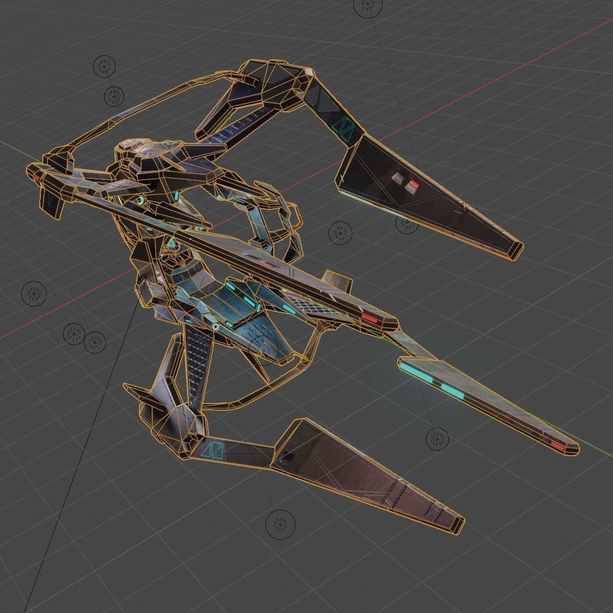 Low Poly Alien Fighter Low-poly 3D model_12