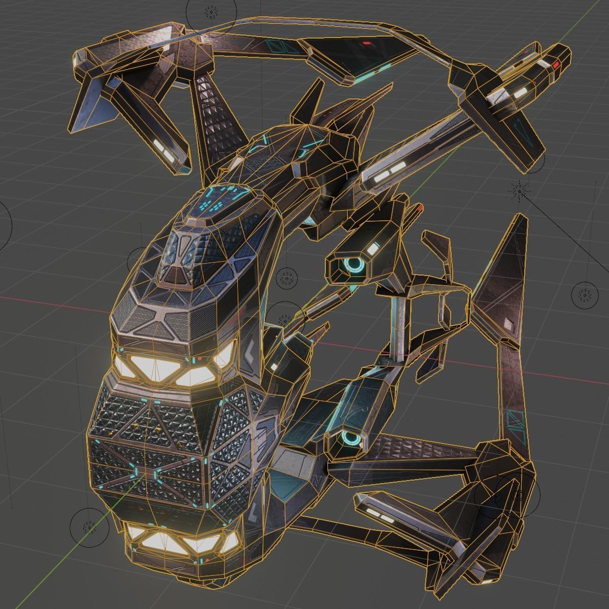 Low Poly Alien Fighter Low-poly 3D model_10