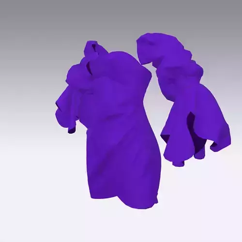 DRESS PURPLE RUFFLED SLEEVEE MINI DRESS ANVELOP LOOK 3D model