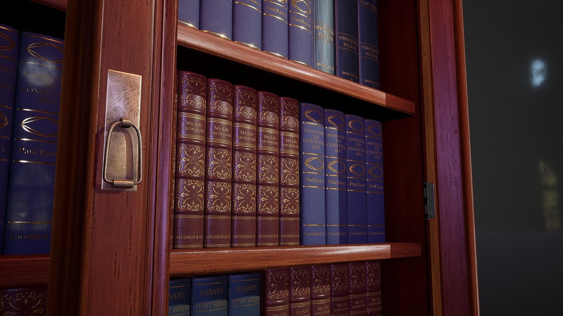 Victorian Bookcase Game-Ready Low-poly 3D model_3