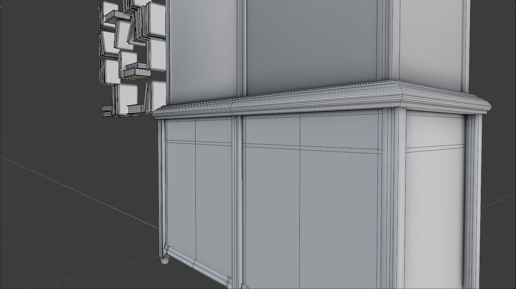 Victorian Bookcase Game-Ready Low-poly 3D model_11