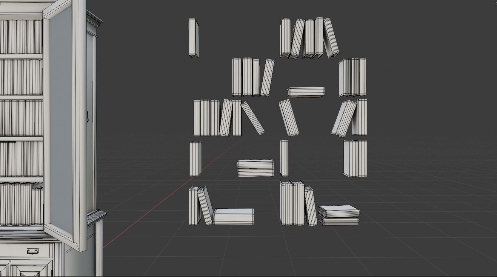 Victorian Bookcase Game-Ready Low-poly 3D model_10