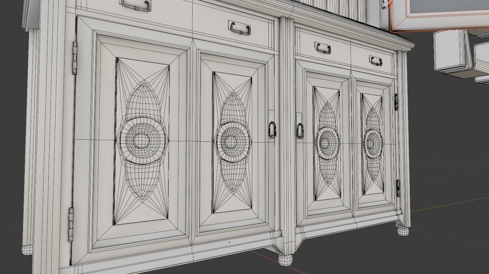 Victorian Bookcase Game-Ready Low-poly 3D model_9