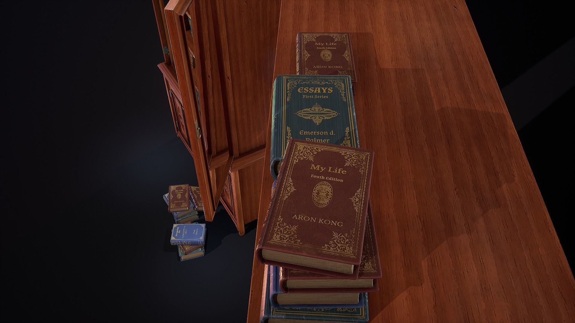 Victorian Bookcase Game-Ready Low-poly 3D model_7