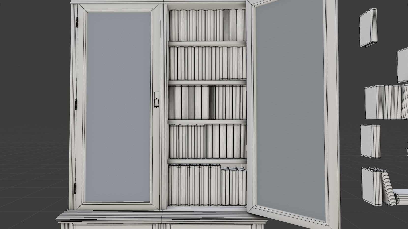 Victorian Bookcase Game-Ready Low-poly 3D model_8