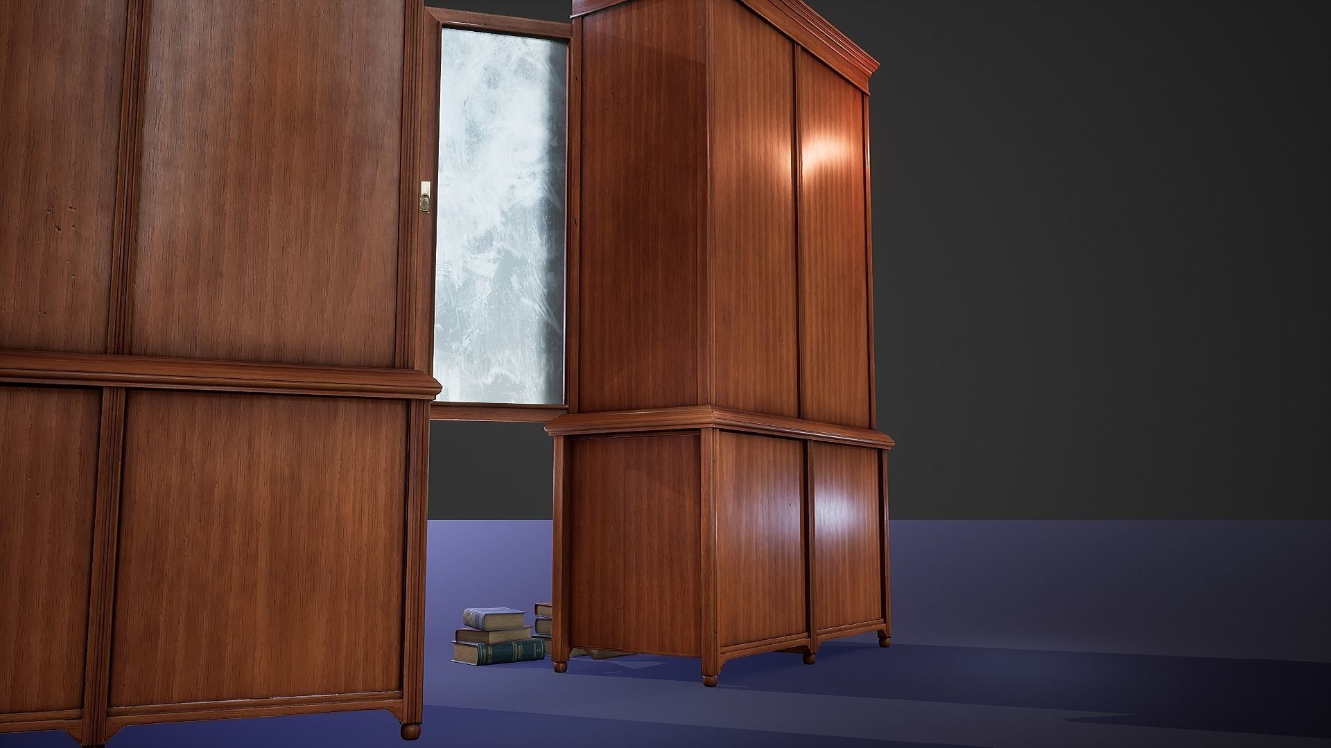 Victorian Bookcase Game-Ready Low-poly 3D model_5