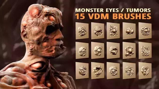 Monster and creature eyes VDM brush set for Zbrush