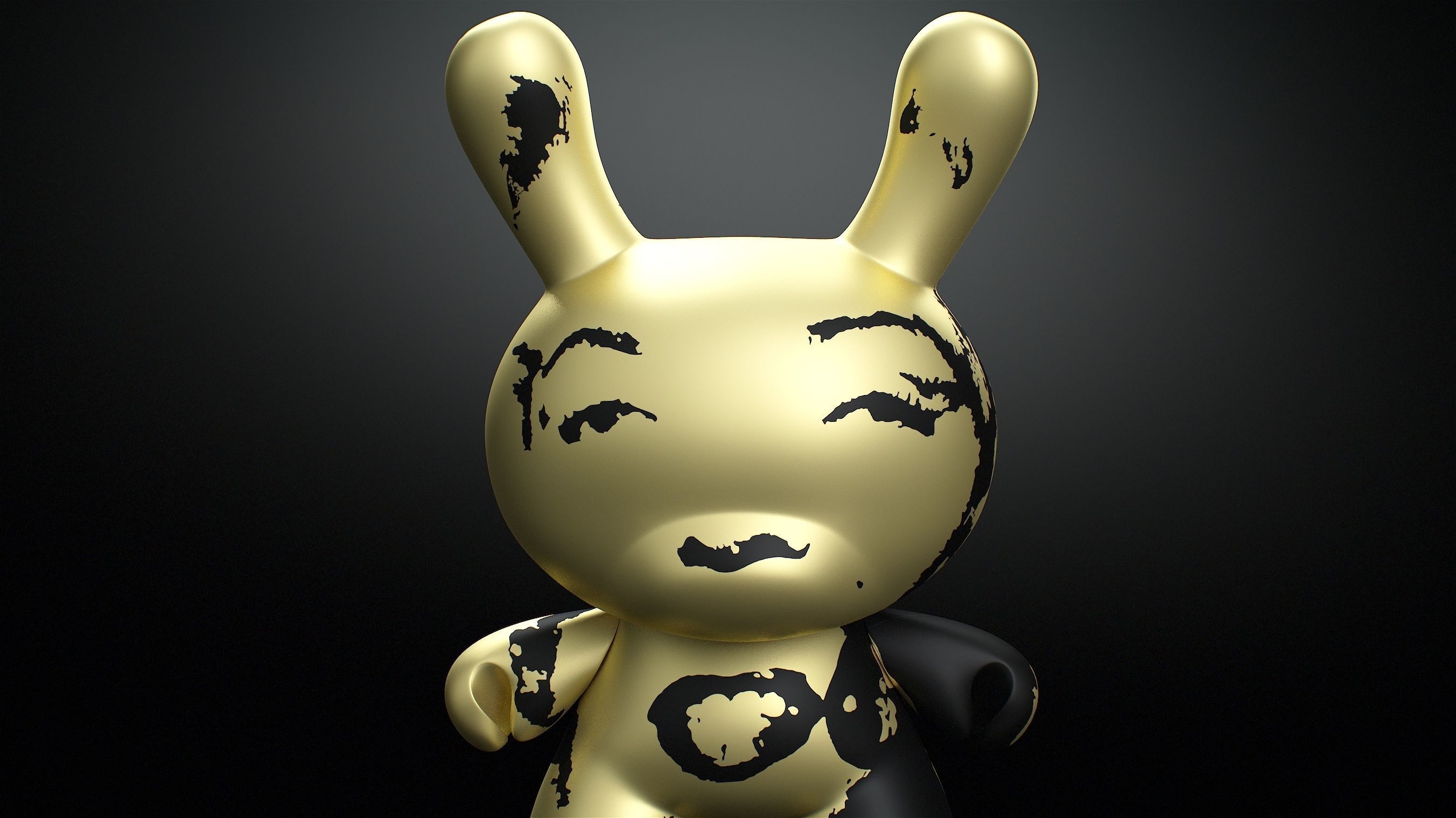 Kidrobot Andy Warhol 20 inch Gold Marilyn Dunny 3D model_2