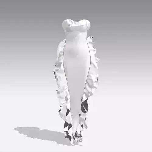 DRESS WHITE RUFFLED LOOK STYLE