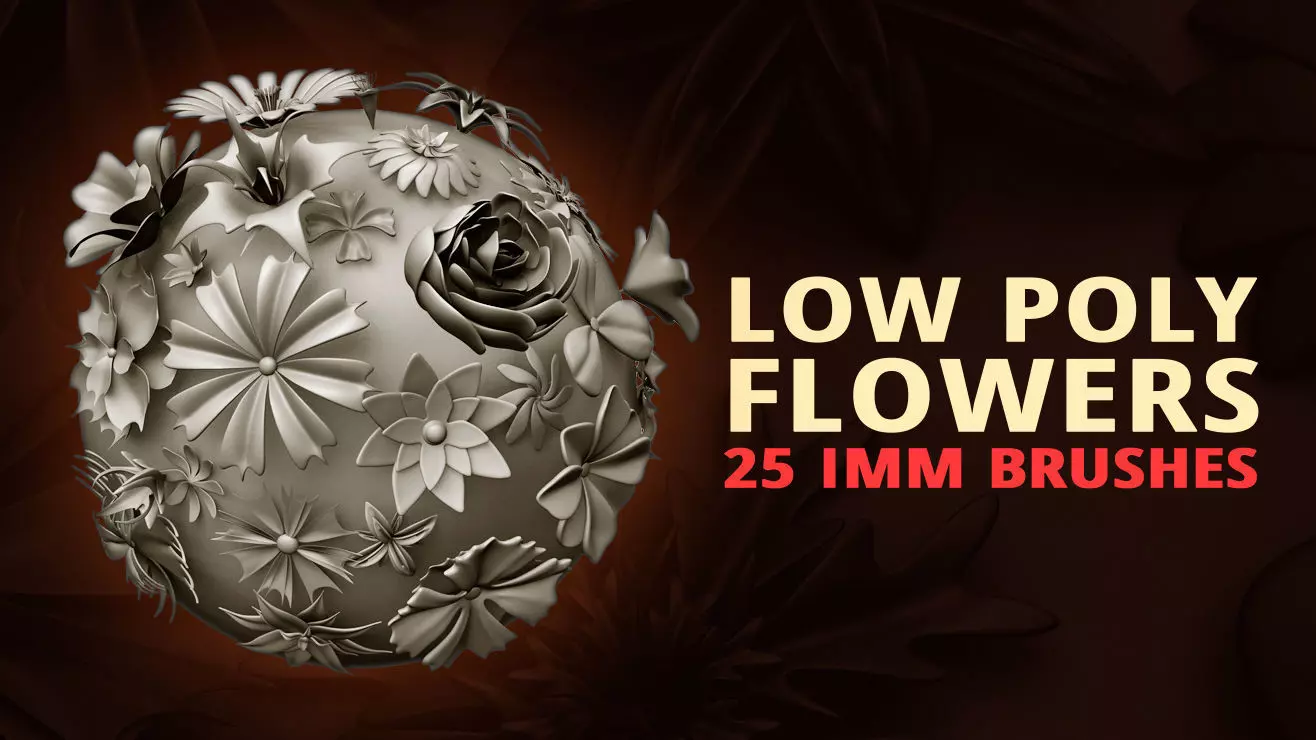 25 Decorative and heraldic flower heads IMM brush set for Zbrush 3D model