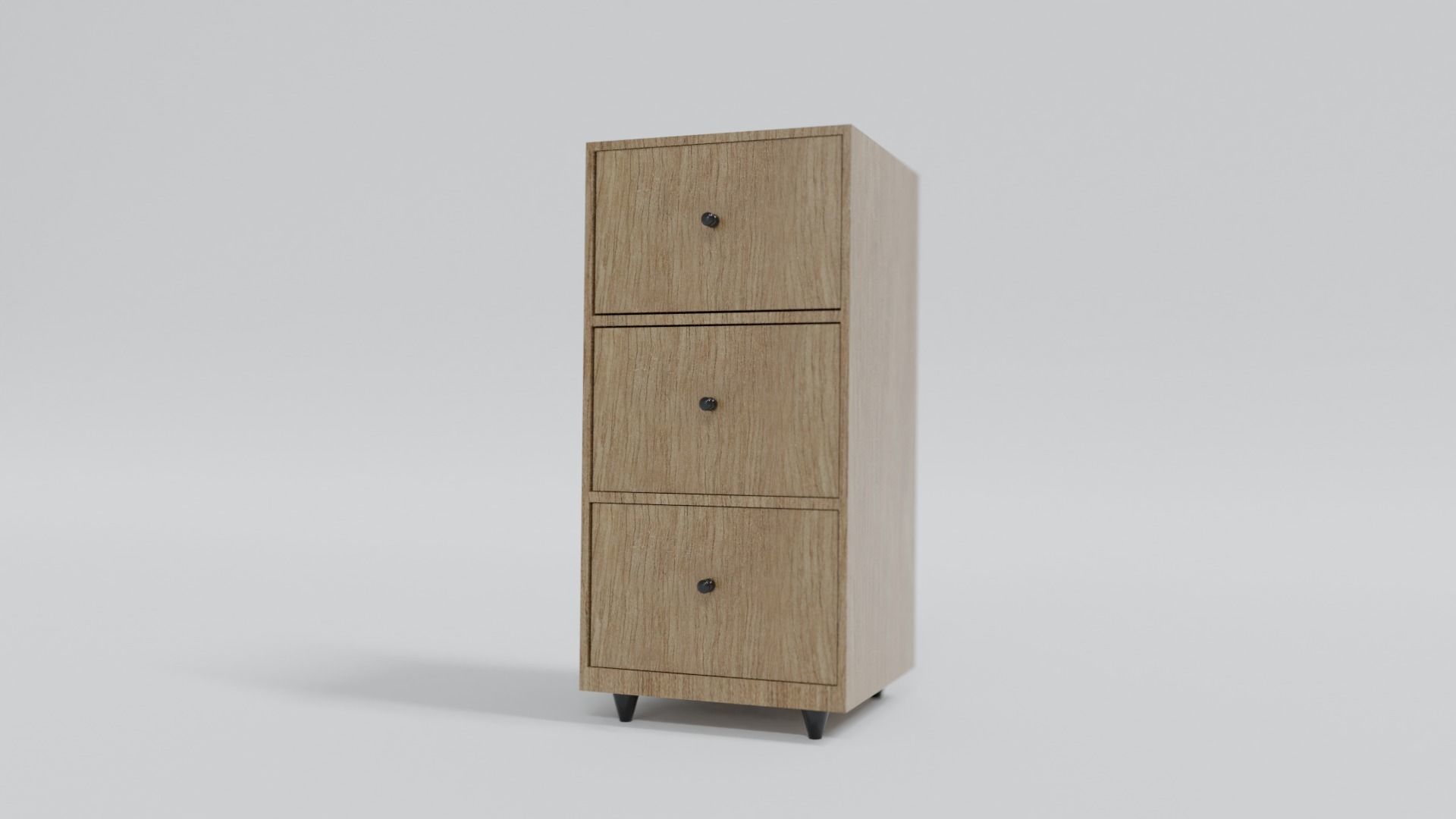 Wardrobe drawer file cabinet - oak Low-poly 3D model_1