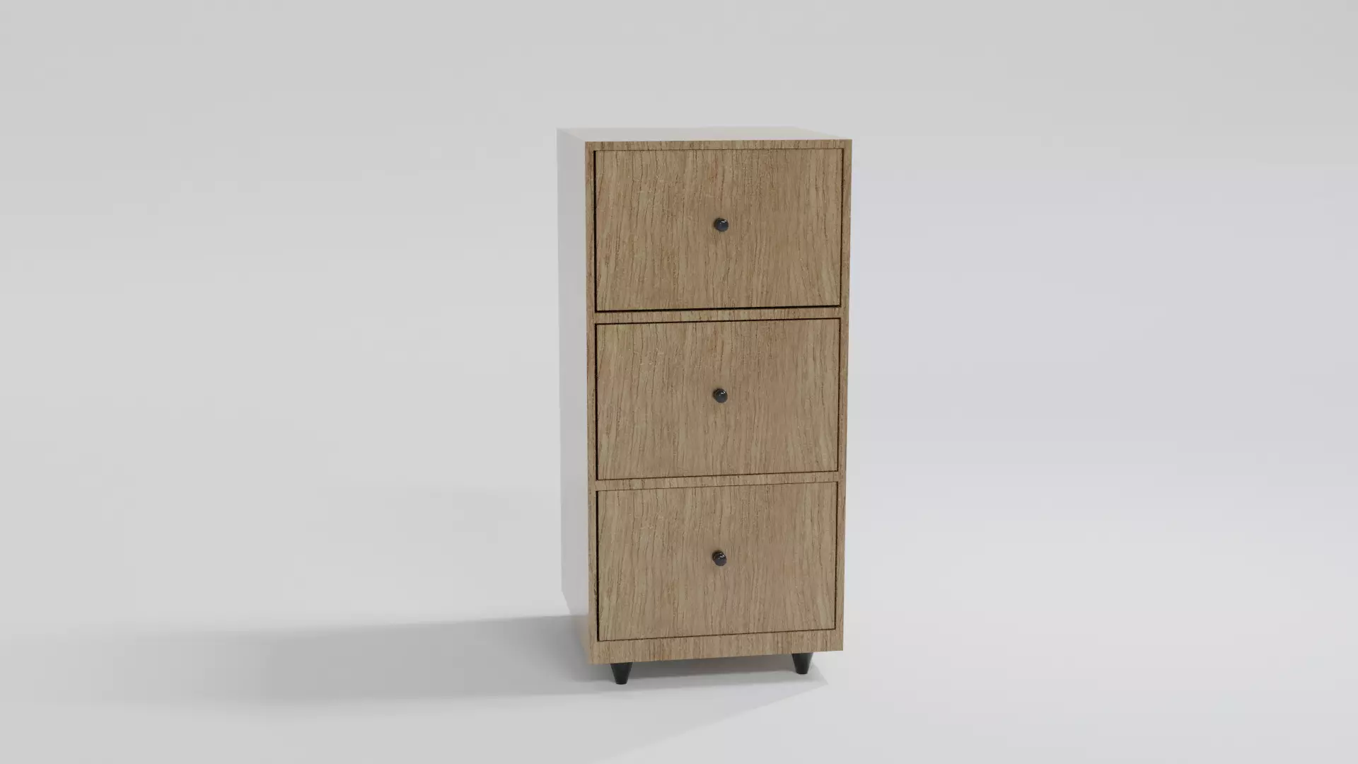 Wardrobe drawer file cabinet - oak Low-poly 3D model_0