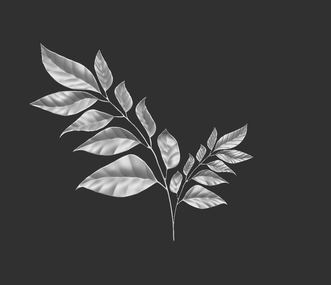 14 high-poly leafs and branches Zbrush IMM brush set 3D model_10