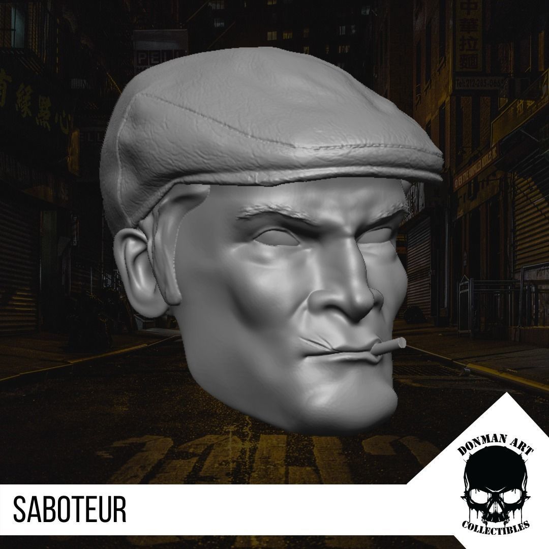 The Saboteur Head for 6 inch action figures 3D print model_14