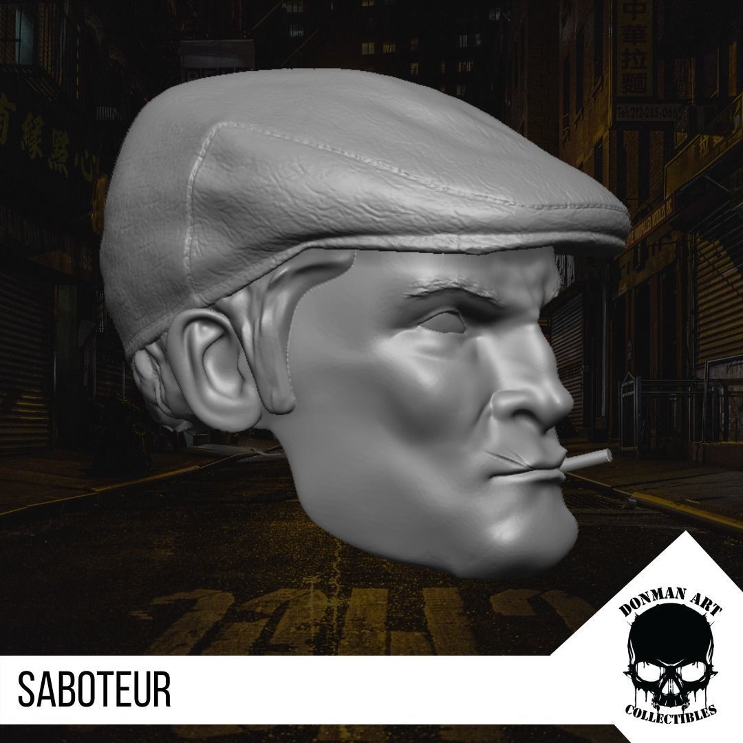 The Saboteur Head for 6 inch action figures 3D print model_7