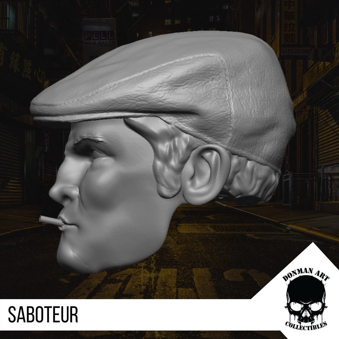 The Saboteur Head for 6 inch action figures 3D print model_1