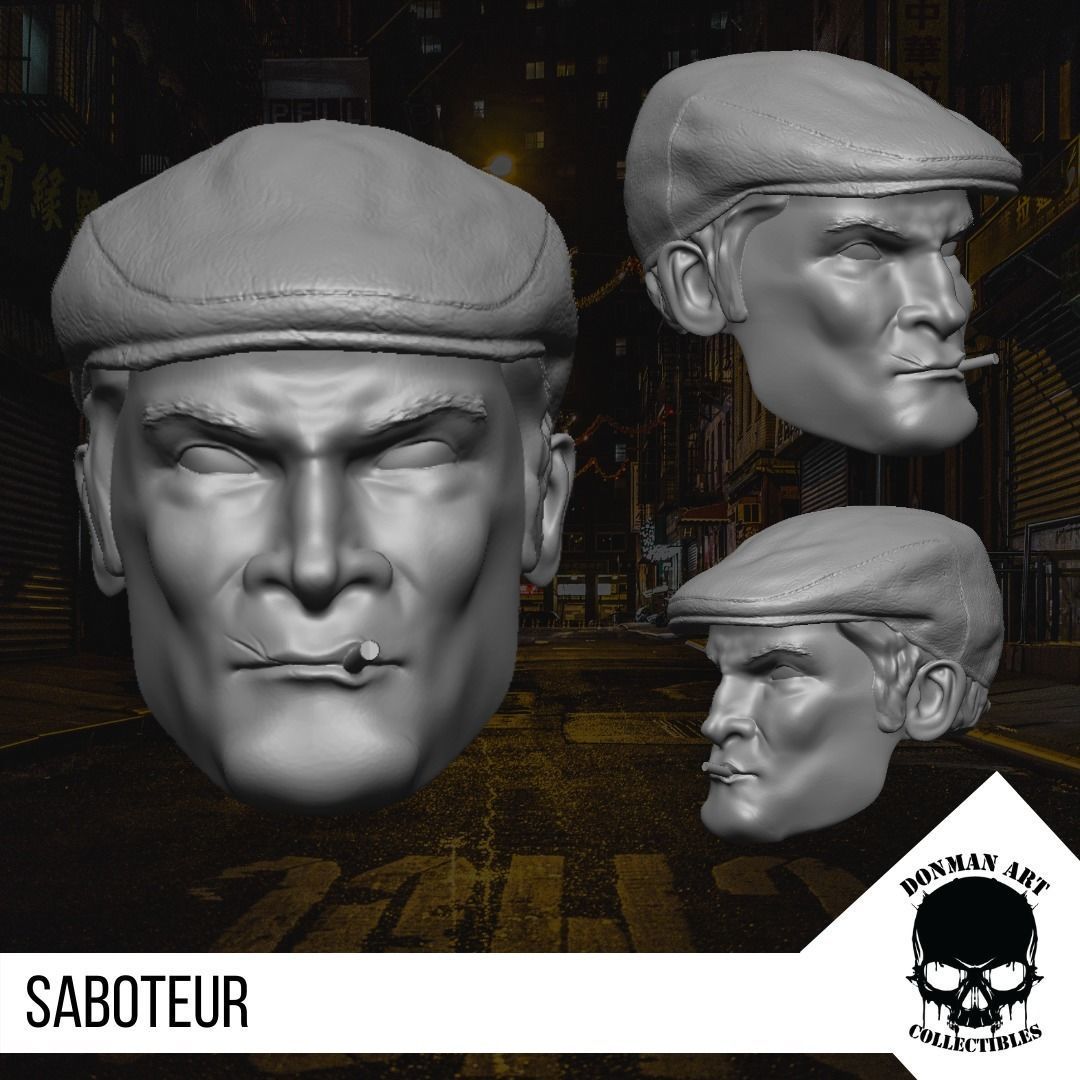 The Saboteur Head for 6 inch action figures 3D print model_10