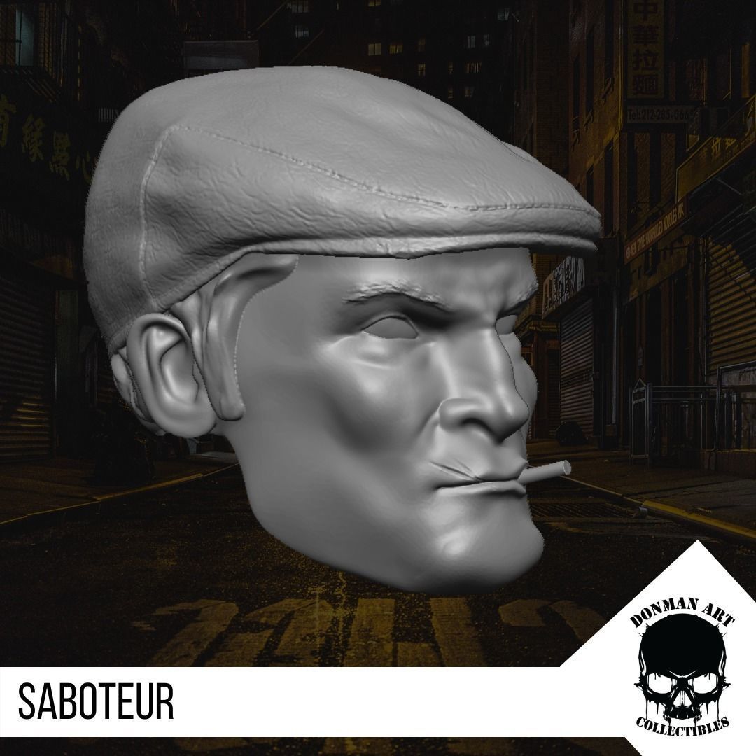 The Saboteur Head for 6 inch action figures 3D print model_15