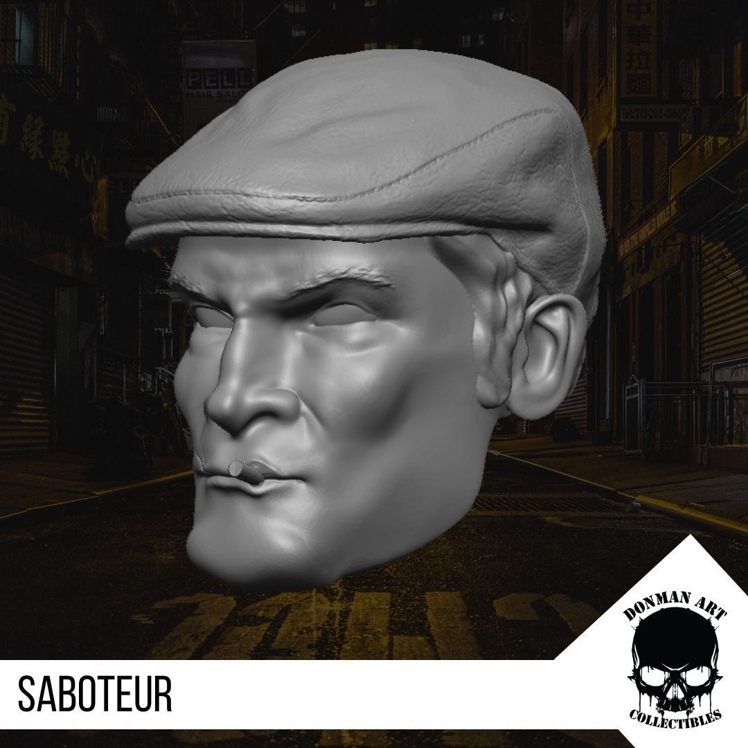 The Saboteur Head for 6 inch action figures 3D print model_8