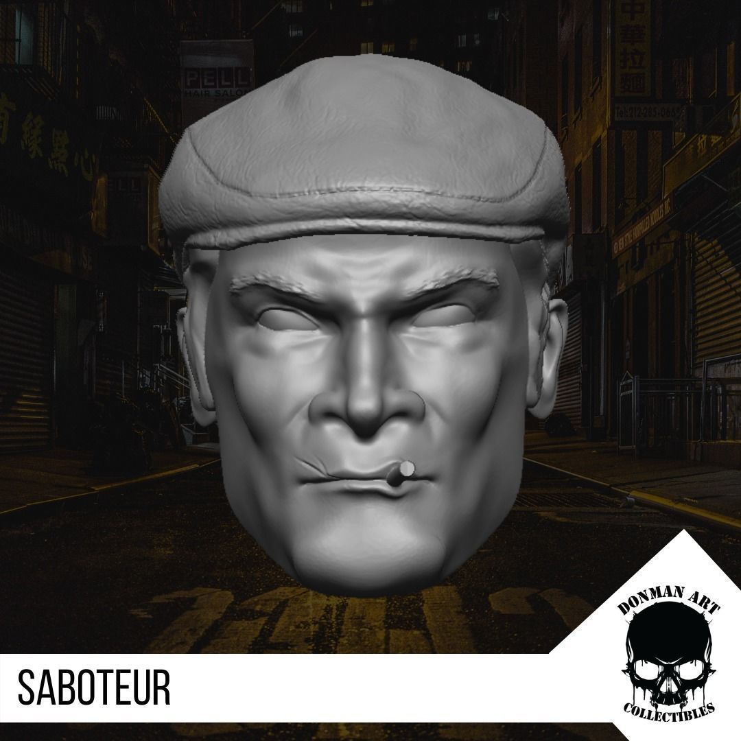The Saboteur Head for 6 inch action figures 3D print model_4