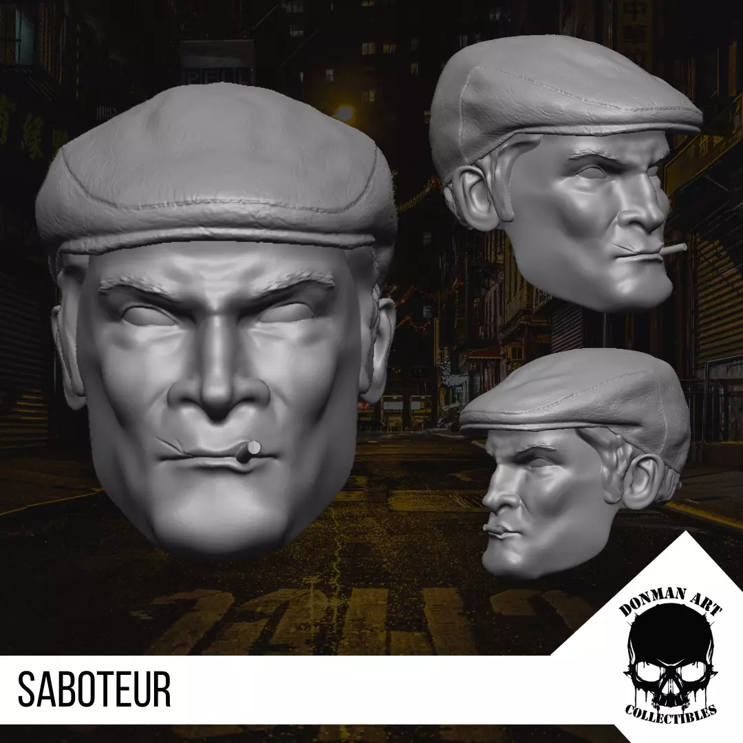 The Saboteur Head for 6 inch action figures 3D print model_0