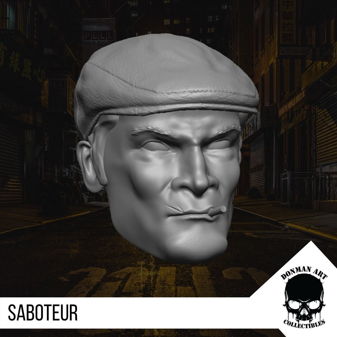 The Saboteur Head for 6 inch action figures 3D print model_13