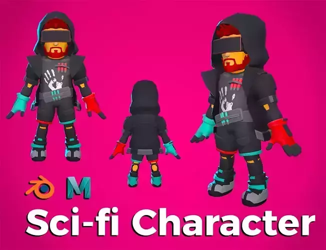 Stylized Sci-fi Character Low-poly 3D model