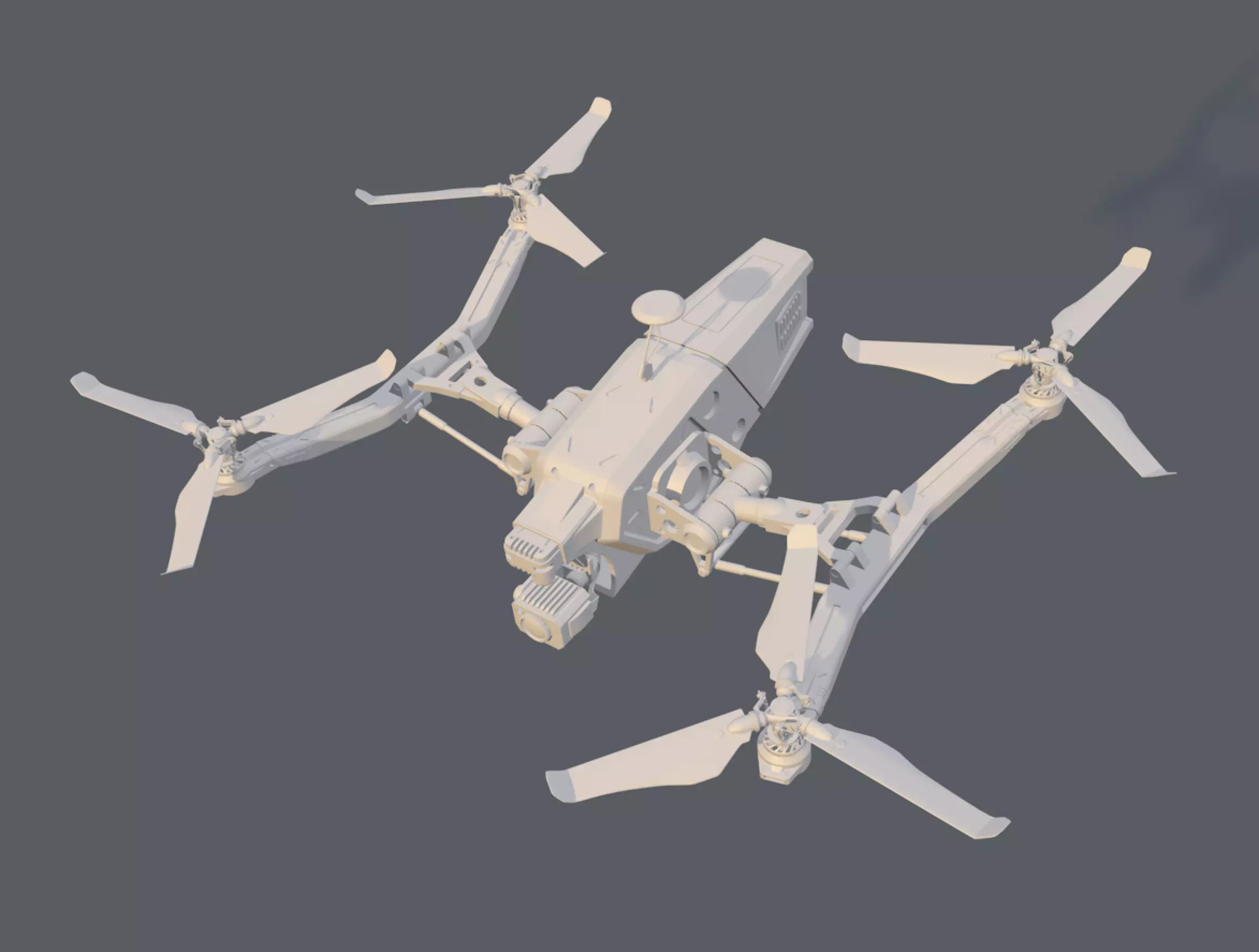 Drones drone with four propellers 3D model_0